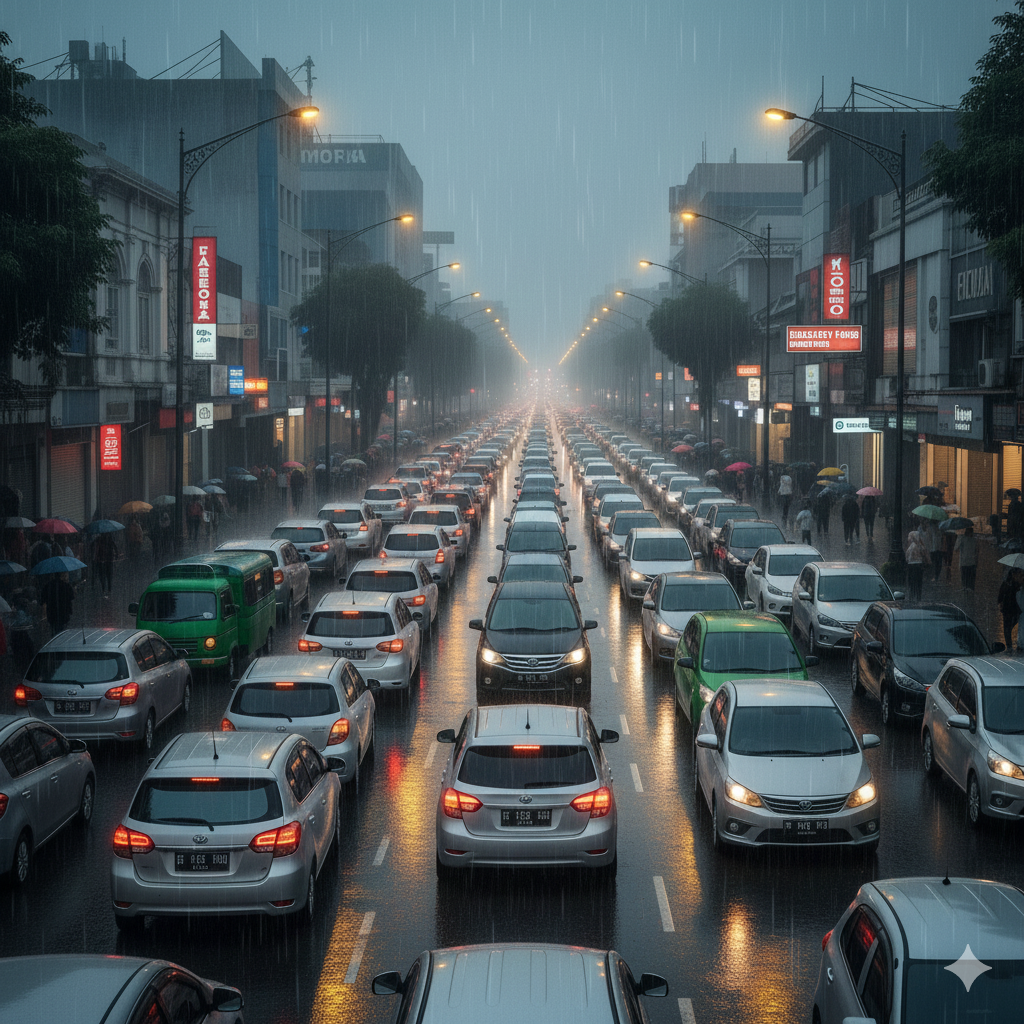 Bandung, Romantisme Hujan dan Macet yang…